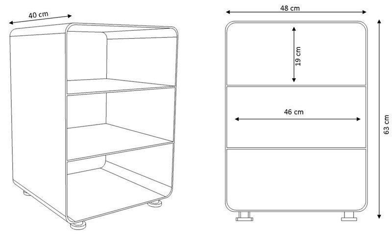 meuble hifi tôle R600N - dimensions