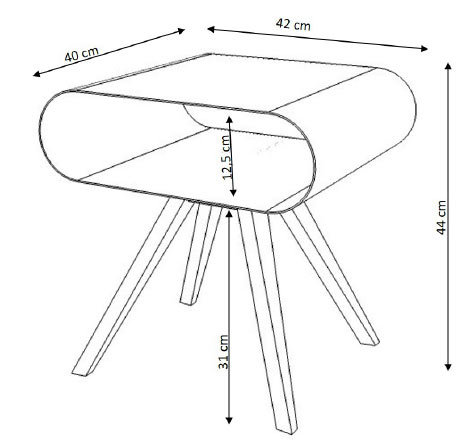 table d'appoint table de chevet LO12 - dimensions