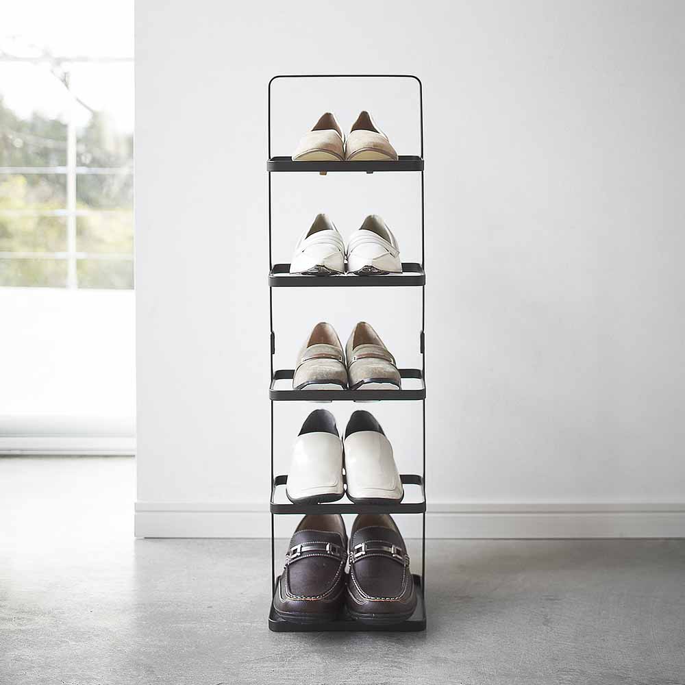 Rangement pour chaussures en bois et métal blanc Tower - Yamazaki