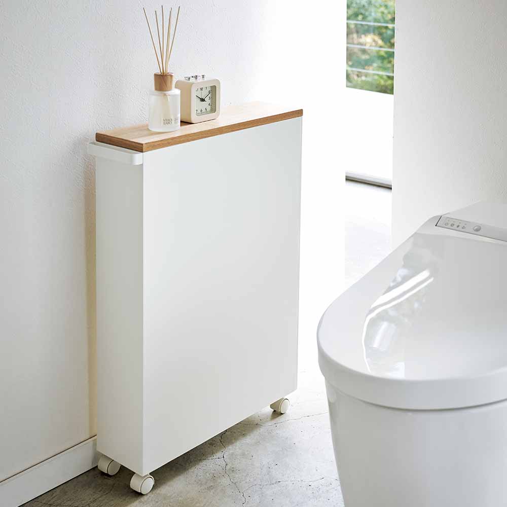 Petit meuble de ragement étroit pour toilettes TOWER – BLANC – LAPADD