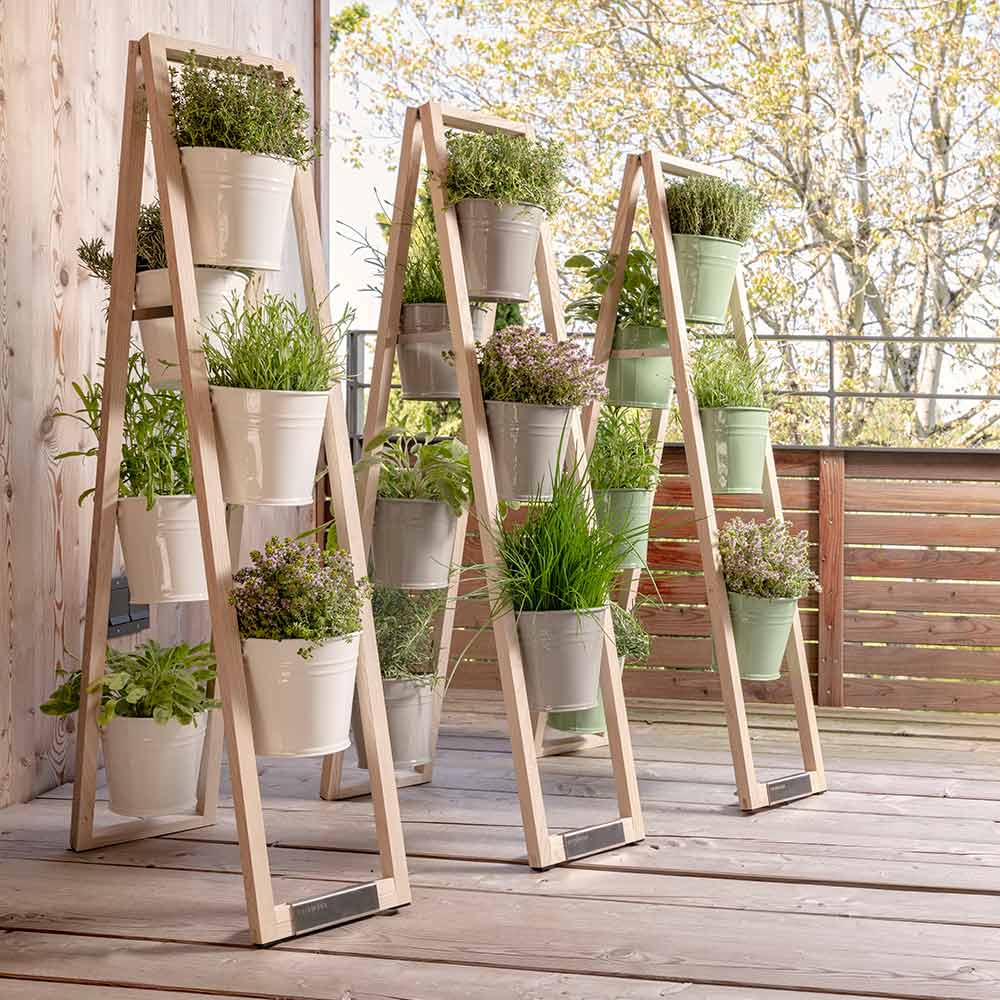 Échelle étagère jardinière pour plantes et aromatiques – Gris – LAPADD