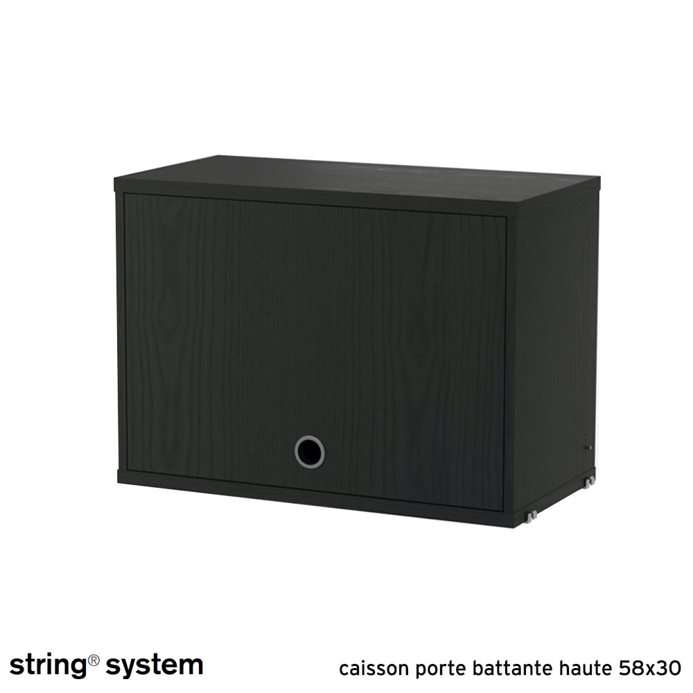 String System / caisson porte battante haute 58x30 - FRÊNE TEINTÉ NOIR