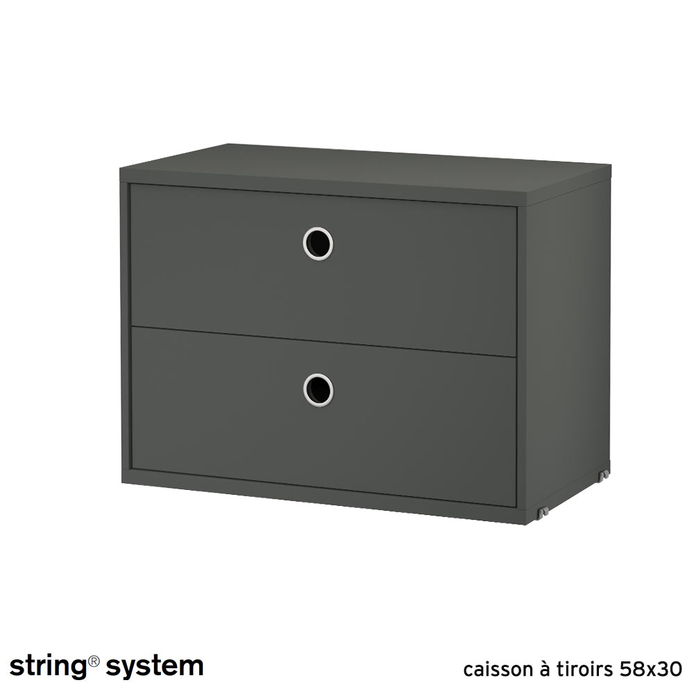 String System / caisson à tiroirs 58x30 - GRIS FONCÉ