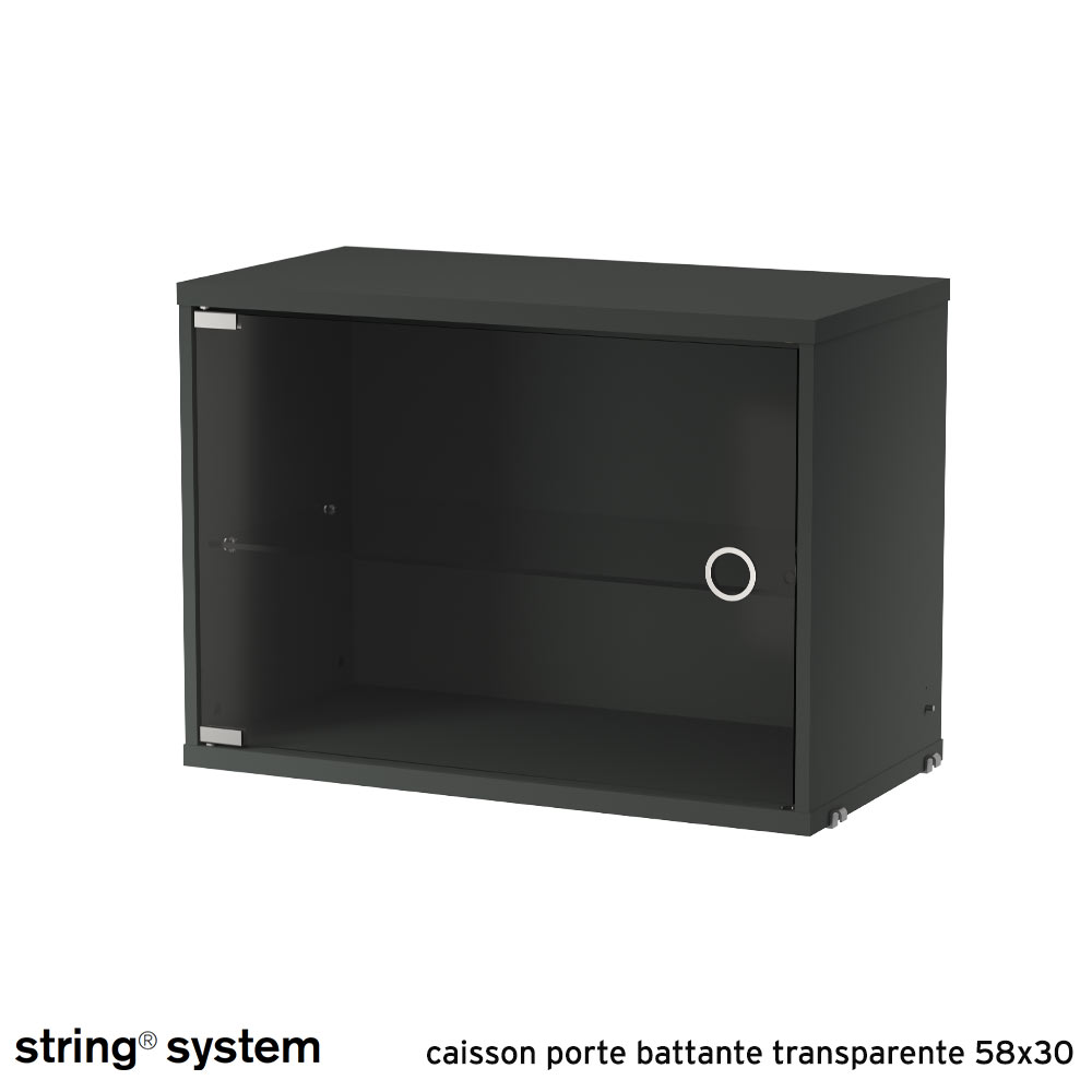 String System / caisson porte battante transparente 58x30 - GRIS FONCÉ