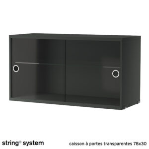 String System / caisson portes coulissantes transparentes 78x30 - GRIS FONCÉ