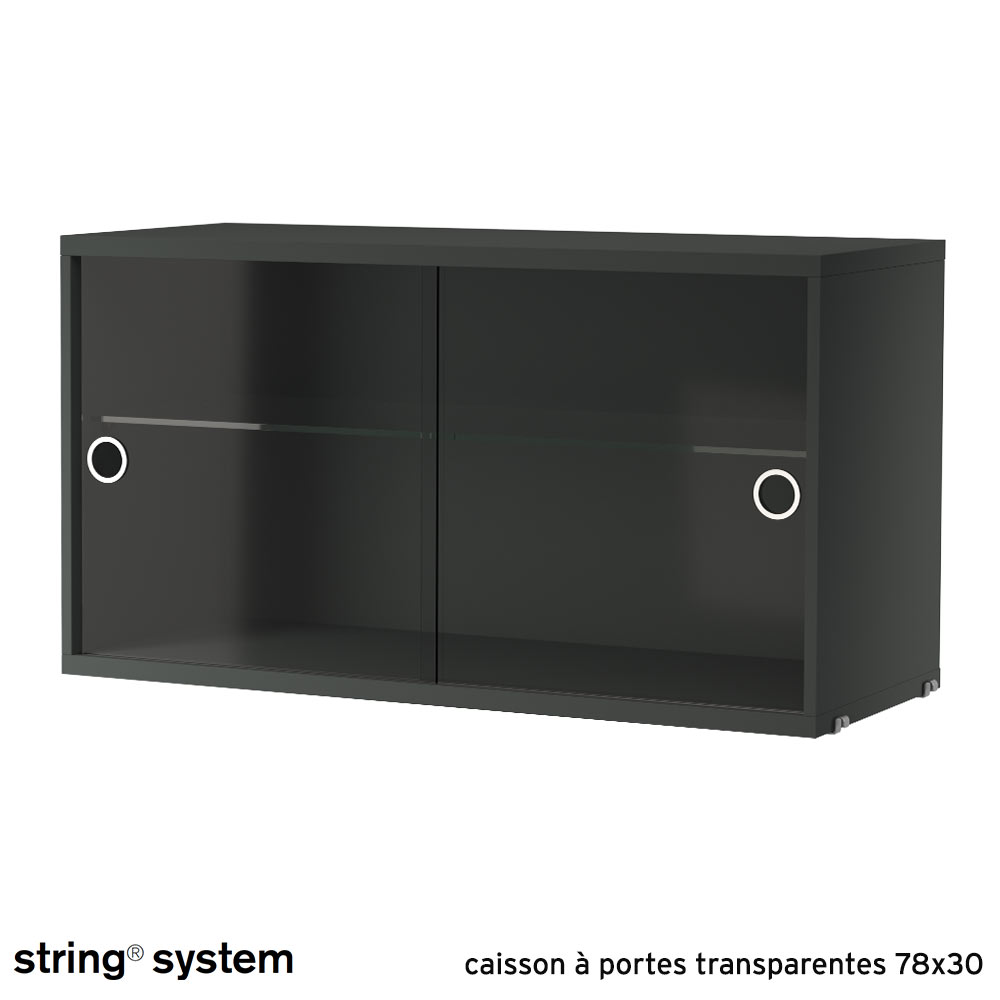 String System / caisson portes coulissantes transparentes 78x30 - GRIS FONCÉ