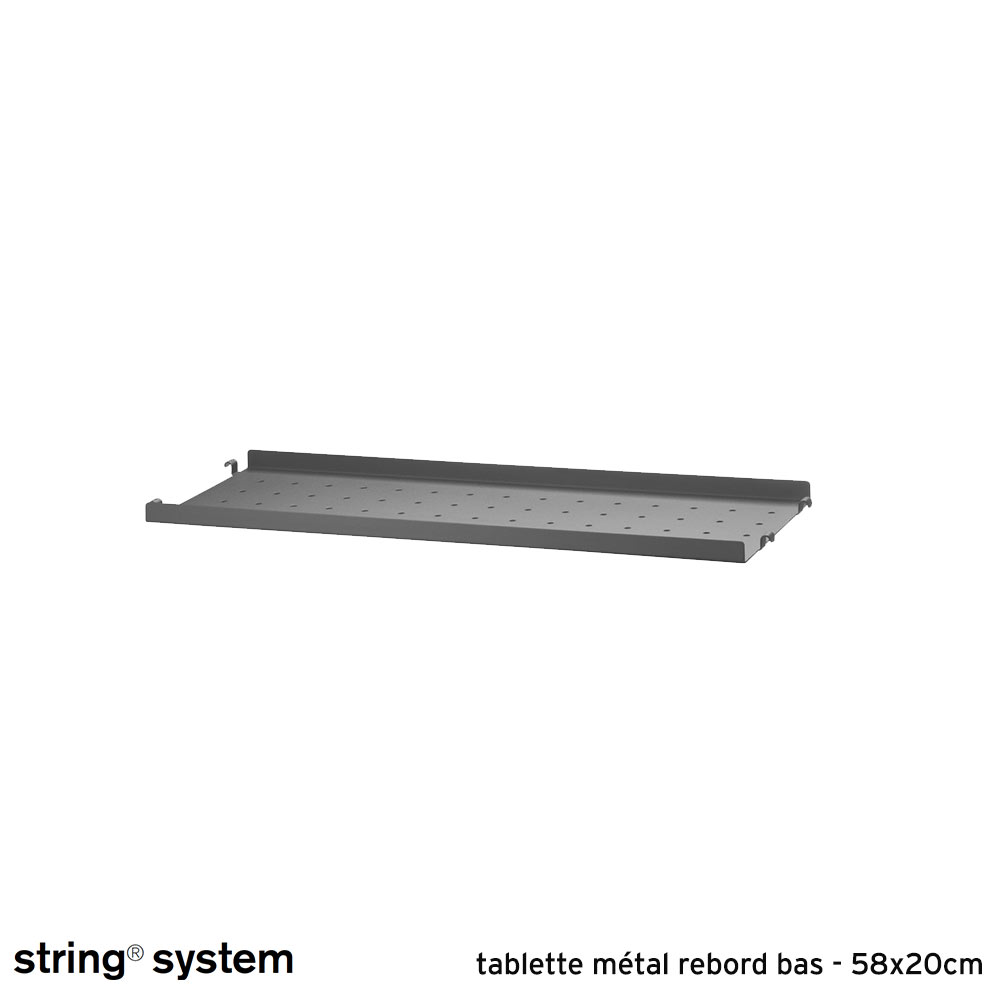 String System / étagère métal, rebord bas 58x20x2 - GRIS FONCÉ