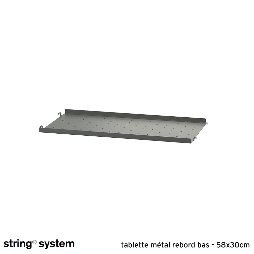 String System / étagère métal, rebord bas 58x30x2 - GRIS FONCÉ