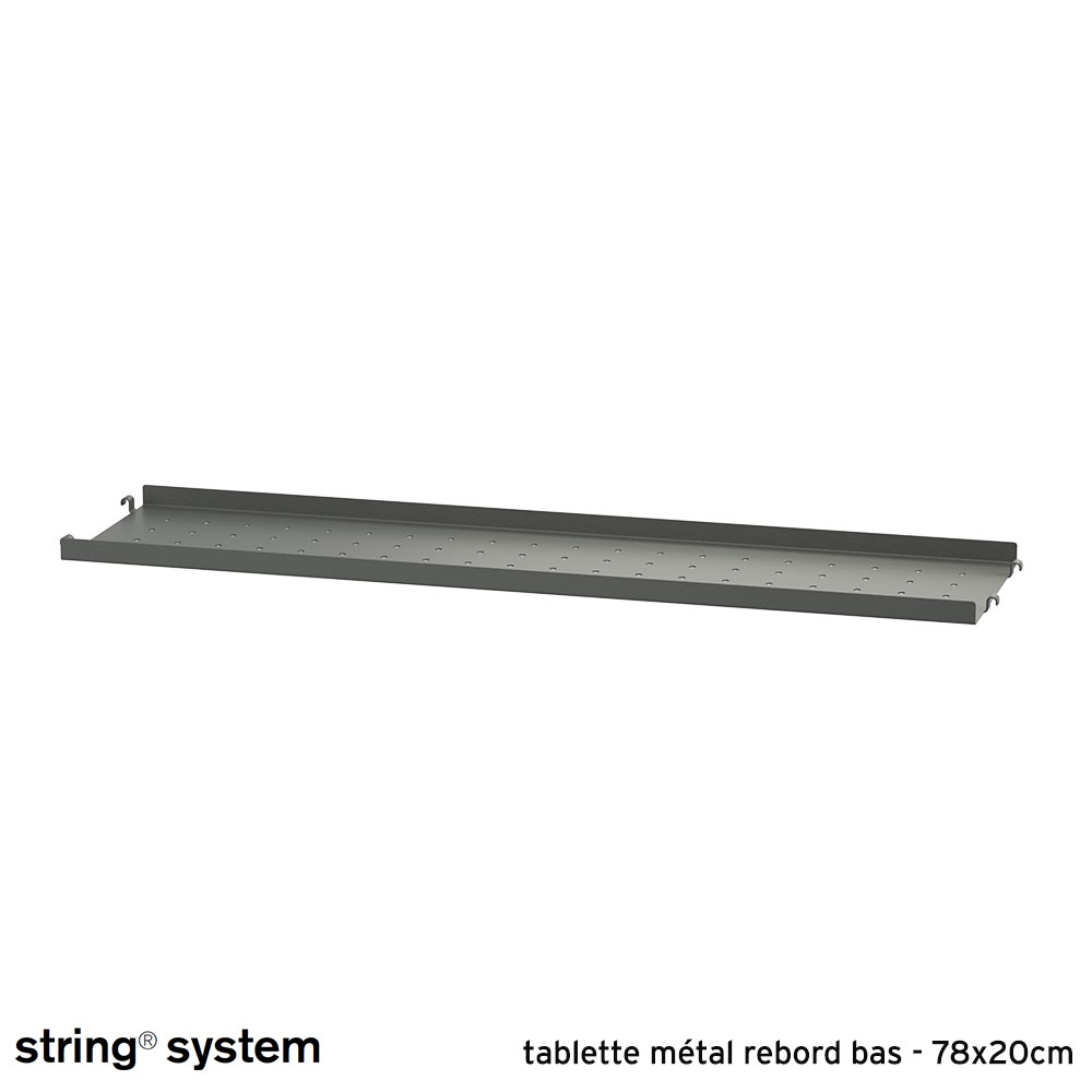 String System / étagère métal, rebord bas 78x20x2 - GRIS FONCÉ