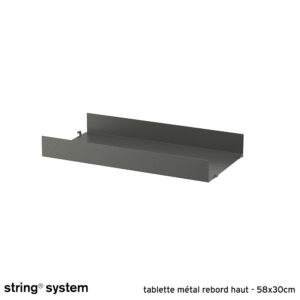String System / étagère métal, rebord haut 58x30x7 - GRIS FONCÉ