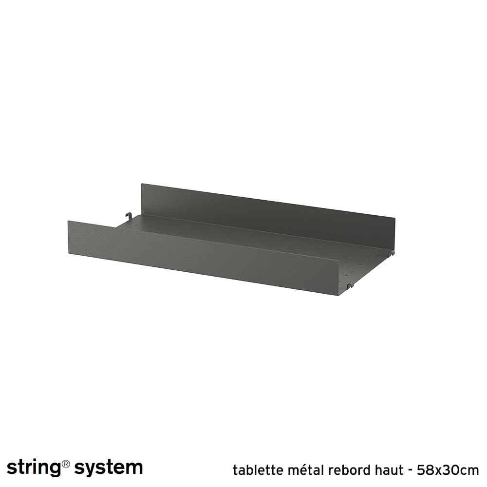 String System / étagère métal, rebord haut 58x30x7 - GRIS FONCÉ
