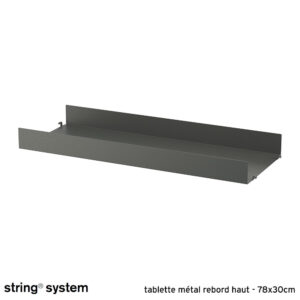 String System / étagère métal, rebord haut 78x30x7 - GRIS FONCÉ