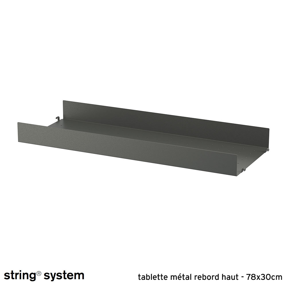 String System / étagère métal, rebord haut 78x30x7 - GRIS FONCÉ