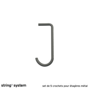 String System / set de 5 crochets pour étagères métal - GRIS FONCÉ