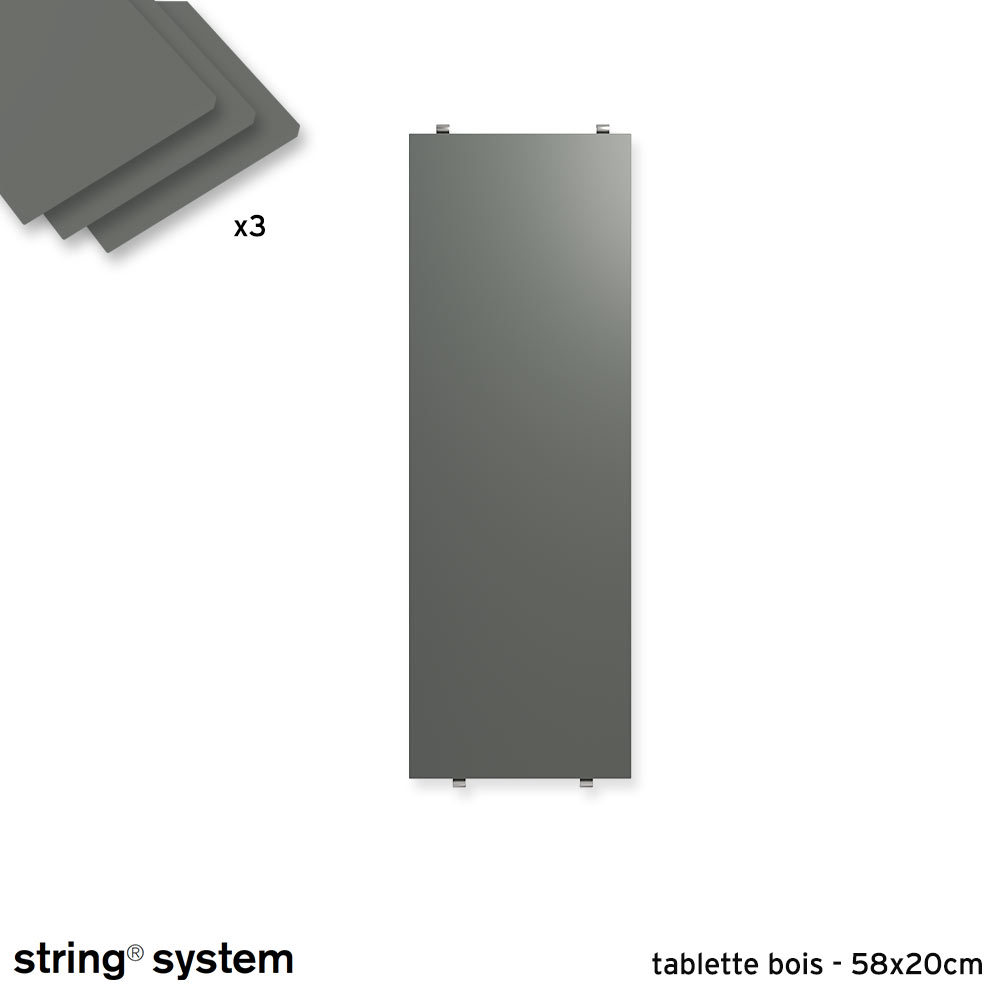 String System / tablettes bois 58x20x2 - GRIS FONCÉ