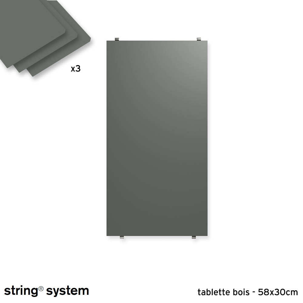 String System / tablettes bois 58x30x2 - GRIS FONCÉ