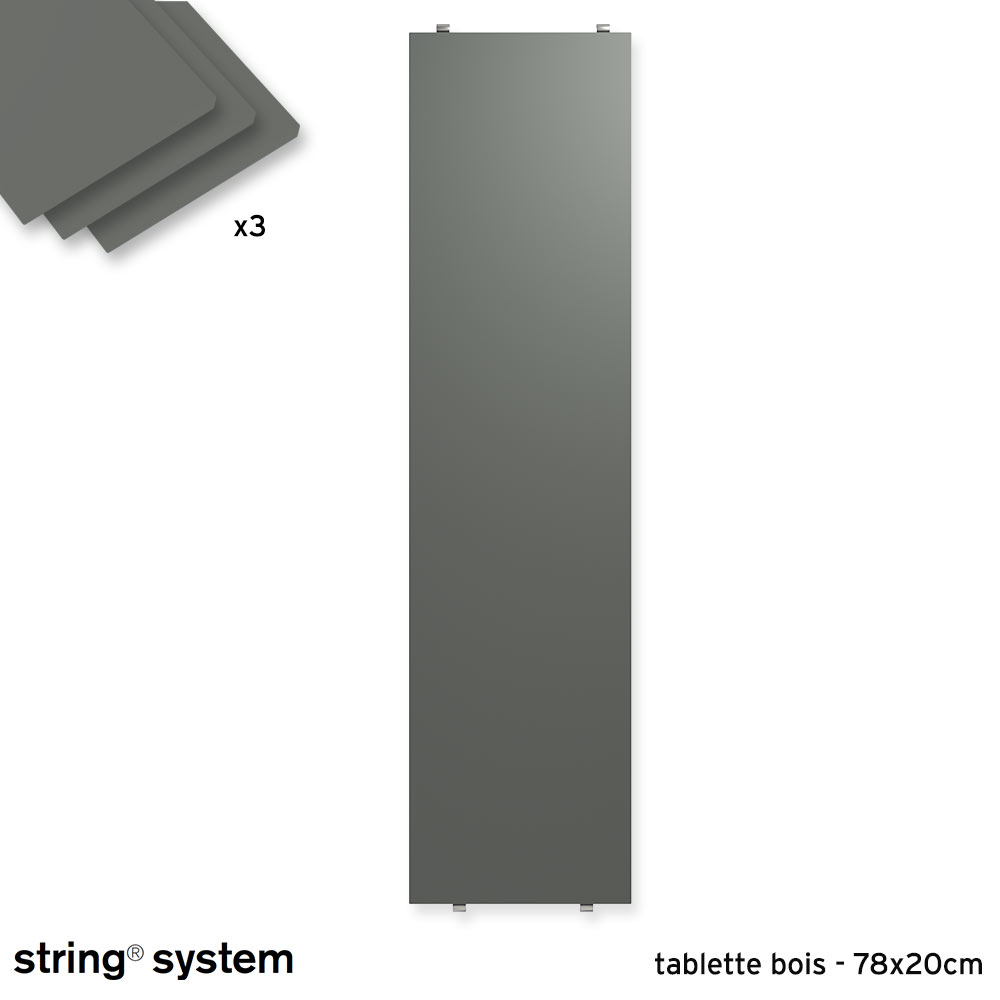 String System / tablettes bois 78x20x2 - GRIS FONCÉ