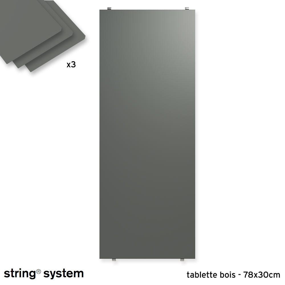 String System / tablettes bois 78x30x2 - GRIS FONCÉ